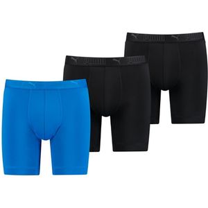 PUMA Boxershorts Microfiber Lang 3-Pack Blauw Zwart