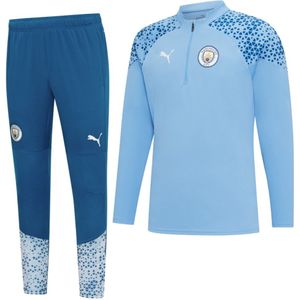 PUMA Manchester City Trainingspak 1/4-Zip 2023-2024 Lichtblauw Blauw Wit