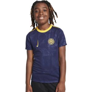 Nike Inter Milan Pre-Match Trainingsshirt 2024-2025 Kids Donkerblauw Goud