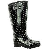 Regenlaars Wide Wellies Polka Dots Zwart Kuitmaat XL-Schoenmaat 40