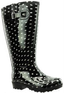 Regenlaars Wide Wellies Polka Dots Zwart Kuitmaat XL-Schoenmaat 40