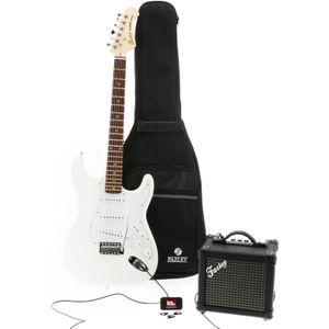 Fazley FST118WH witte elektrische gitaar starterset met versterker