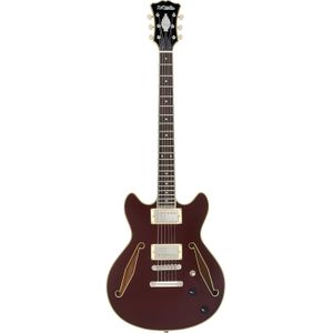 D'Angelico Excel Mini DC Tour Solid Wine semi-akoestische gitaar met gigbag