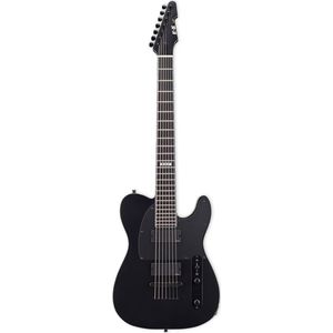ESP E-II T-B7 Baritone Black Satin 7-snarige elektrische gitaar met koffer