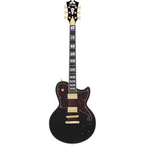 D'Angelico Deluxe Atlantic Solid Black elektrische gitaar met koffer
