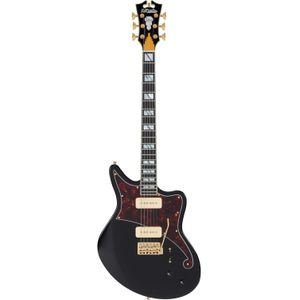 D'Angelico Deluxe Bedford Solid Black elektrische gitaar met koffer