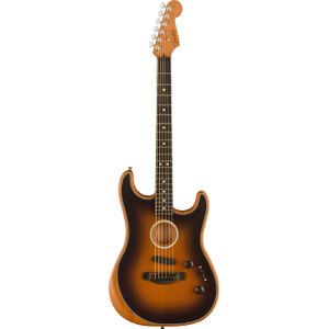 Fender American Acoustasonic Stratocaster 2-Color Sunburst EB elektrisch-akoestische gitaar met deluxe gigbag