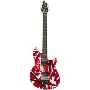 EVH Wolfgang Special Red with Black & White Stripes Satin elektrische gitaar met gigbag