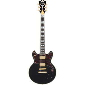 D'Angelico Deluxe Brighton Solid Black elektrische gitaar met koffer