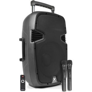 Vonyx SPJ-PA912 500W mobiele accu-speaker met twee draadloze microfoons