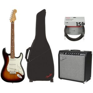 Fender Player Stratocaster Sunburst PF + versterker + kabel + gigbag