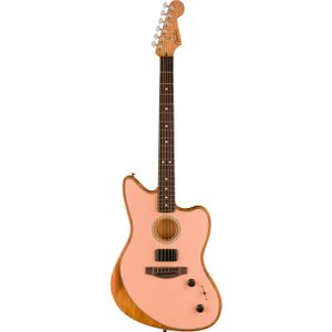 Fender Acoustasonic Player Jazzmaster Shell Pink elektrisch-akoestische gitaar met gigbag