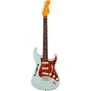 Fender American Professional II Stratocaster Thinline RW Transparent Daphne Blue met deluxe koffer