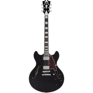 D'Angelico Premier DC Black Flake Stopbar semi-akoestische gitaar met gigbag