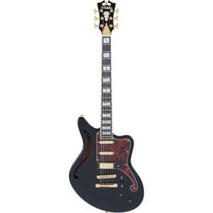D'Angelico Deluxe Bedford SH Black semi-akoestische gitaar met koffer