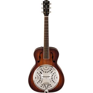 Fender PR-180E Resonator Aged Cognac Burst WN elektrisch-akoestische resonatorgitaar met koffer