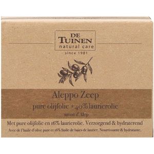 De Tuinen Aleppo Zeep pure olijfolie + 40% laurierolie - 150g