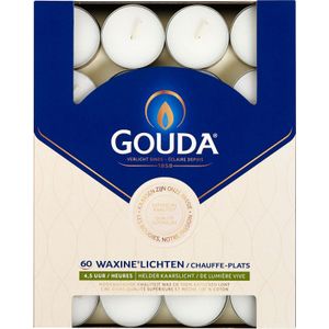 Gouda Waxinelichtjes Wit - 60 Stuks