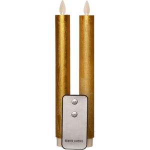 Anna's Collection LED dinerkaarsen - goud - 2x stuks - 23 cm - met afstandsbediening