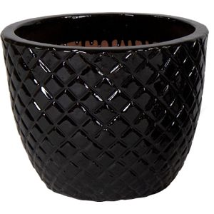 Mega Collections Bloempot buiten Glazed zwart Ø 22 H 18 cm