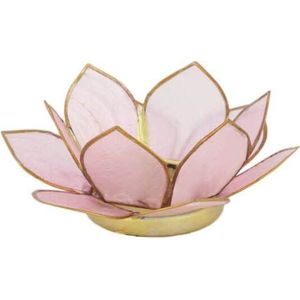 Dijk Natural Collections waxinelichthouder Lotus roze / goud D 10 H 4 cm