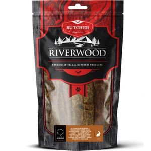 Riverwood natuurlijke snack Butcher vleesstrip konijn 150 gram