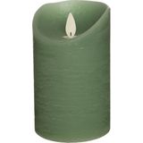 1x Jade groene LED kaarsen / stompkaarsen 12,5 cm - Luxe kaarsen op batterijen met bewegende vlam