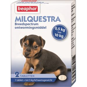 Beaphar Milquestra ontwormingsmiddel hond klein/pup 2 tabletten