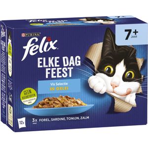Felix kattenvoer in gelei Elke Dag Feest vis senior 85 g 12 stuks