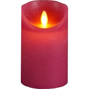 1x Fuchsia roze LED kaarsen / stompkaarsen 12,5 cm - Luxe kaarsen op batterijen met bewegende vlam