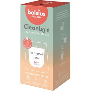 Bolsius navulling CleanLight Bergamot & Neroli wit 20 uur D 5,5 H 11,6 cm 2 stuks
