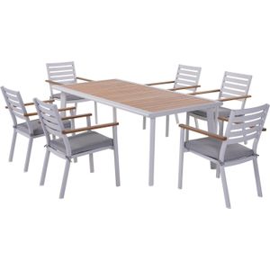 6 persoons diningset Roos aluminium grijs | 338 x 254 cm | Intratuin