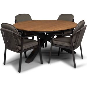 Tierra Outdoor 4 persoons diningset Orbital met Pep antraciet | 170 x 170 cm