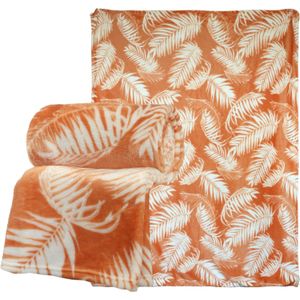 Unique Living plaid Fien oranje 150 x 200 cm