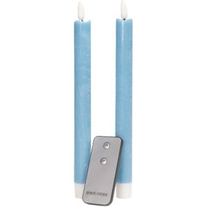 Anna's Collection LED kaars Rustiek blauw met afstandsbediening D 2,5 H 23 cm 2 stuks