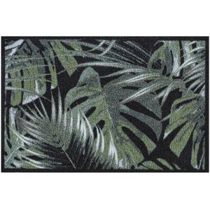 MD Entree Droogloopmat Palm Leaves zwart / groen 50 x 75 cm