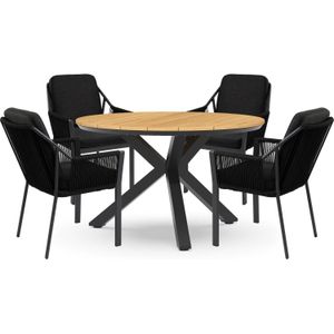 Tierra Outdoor 4 persoons diningset Orbital met Liv antraciet | 238 x 238 cm