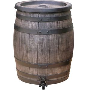 Roto regenton 50 liter | kunststof | kleine waterton | houtlook wijnvat | Ø 42 H 54 cm