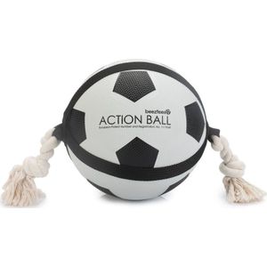 Beeztees hondenspeelgoed Action voetbal met touw wit D 22 cm