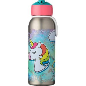 Mepal isoleerfles flip-up Campus – 350 ml – 12 uur koud / 9 uur warm – Drinkfles met rietje voor kinderen – Unicorn