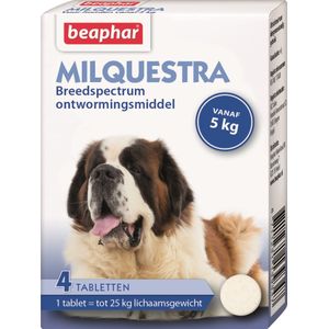 Beaphar Milquestra ontwormingsmiddel hond 5-75 kg 4 tabletten