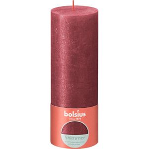 Bolsius stompkaars Rustiek Shimmer rood 85 uur D 6,8 H 19 cm