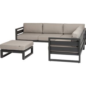 4 persoons loungeset met hocker Norma antraciet | 250 x 250 cm | Intratuin