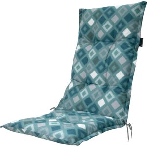 Madison tuinkussen hoge rug Grids blauw 123 x 50 x 7 cm