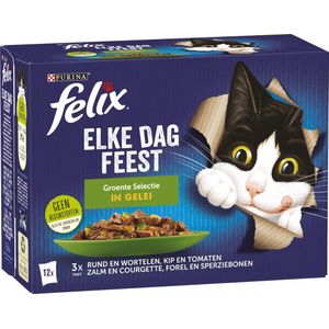 Felix kattenvoer in gelei Elke Dag Feest groente adult 85 g 12 stuks