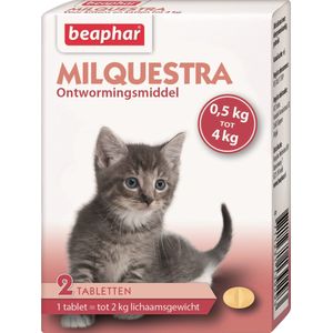 Beaphar Milquestra ontwormingsmiddel kat klein/kitten 2 tabletten
