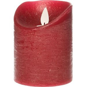 1x Bordeaux Rode LED Kaarsen / Stompkaarsen 10 cm - Luxe Kaarsen Op Batterijen met Bewegende Vlam