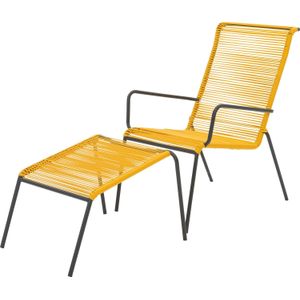 Intratuin relaxstoel met voetenbank Steef geel