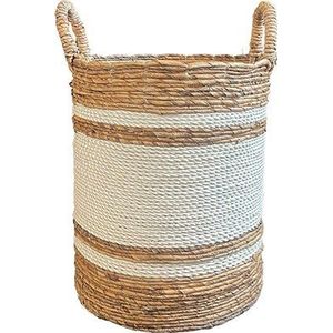 Van der Leeden plantenmand Abaca naturel / wit D 34 H 40 cm