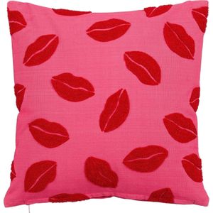 Mica Decorations sierkussen Lips roze 45 x 45 cm